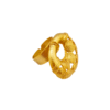 Anillo precolombino Calima inspirado en nariguera ceremonial, elaborado en baño de oro de 24k, talla ajustable.