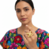 Anillo precolombino jaguar Tolima en aleación con baño en oro 24K, talla ajustable.