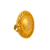 Anillo precolombino Muisca con diseño del sol y baño en oro 24K, talla ajustable.