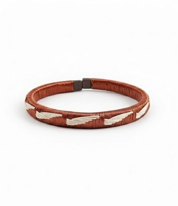 Pulsera de cobre blanca tejida diseño Alas Blancas