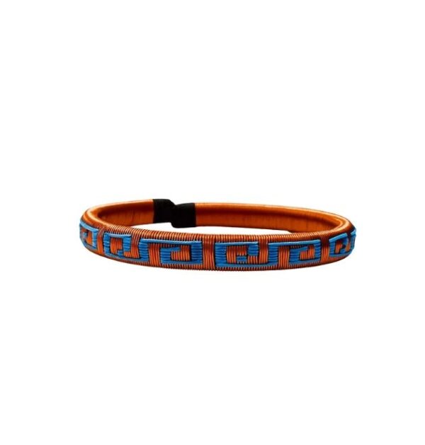 Pulsera de cobre azul artesanal diseño Caminos Azules