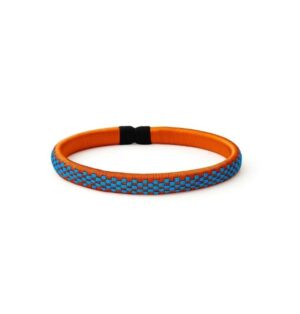 Pulsera de cobre azul tejida diseño Punticos Azules