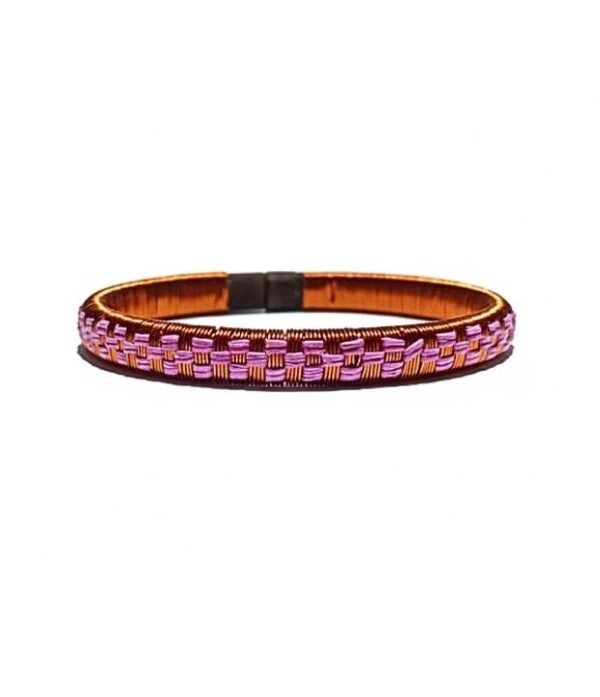 Pulsera de cobre y werregue rosado diseño Rosa Trenzada