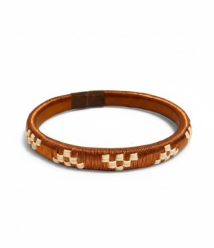 Pulsera de cobre blanca tejida diseño Triángulos Blancos