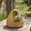 Canasto de esparto natural con asas tejido a mano Canasto de esparto natural con asas tejido a mano