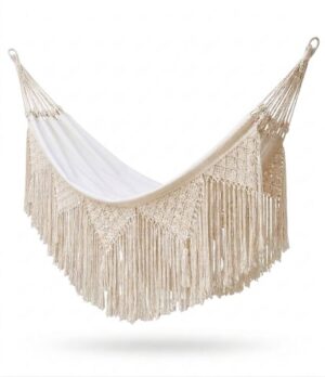 hamaca cruda macrame en algodón tejida a mano