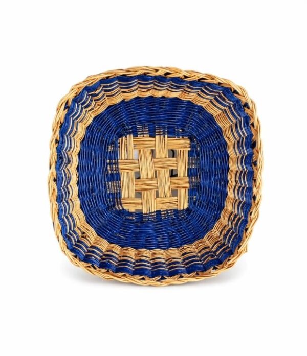 canasto de esparto azul tejido a mano