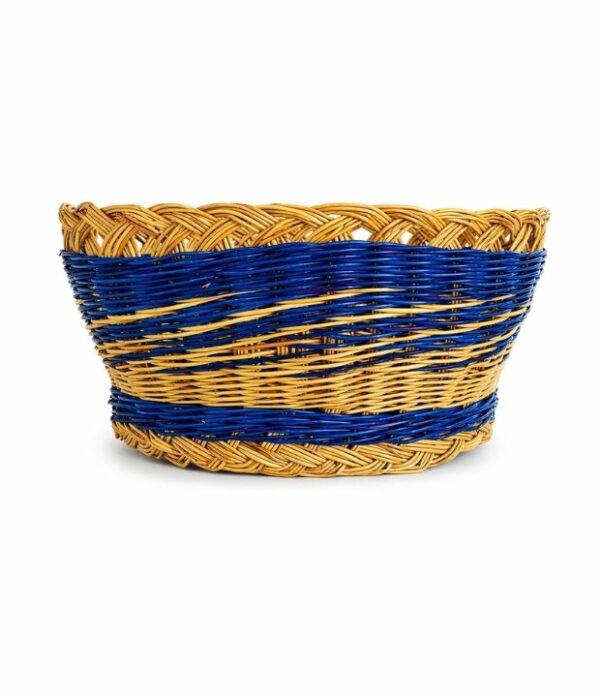 canasto de esparto azul tejido a mano