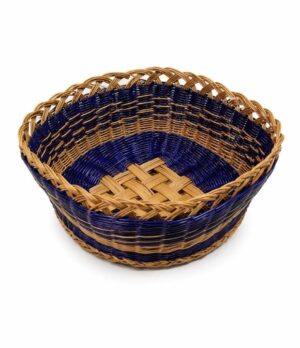 canasto de esparto azul tejido a mano