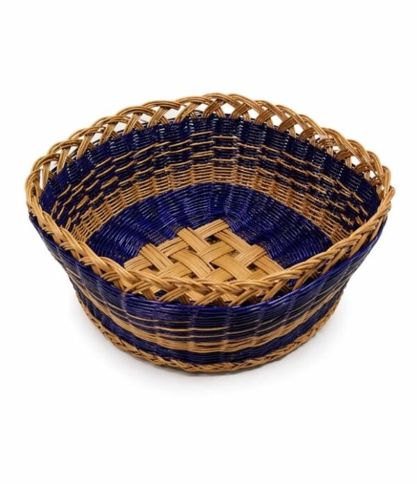 canasto de esparto azul tejido a mano