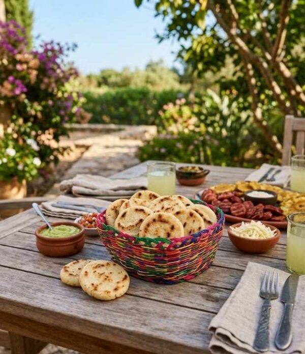 canasto de esparto multicolor tejido a mano