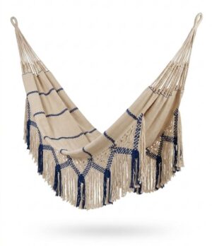 hamaca morroana macrame en algodón con detalles en color