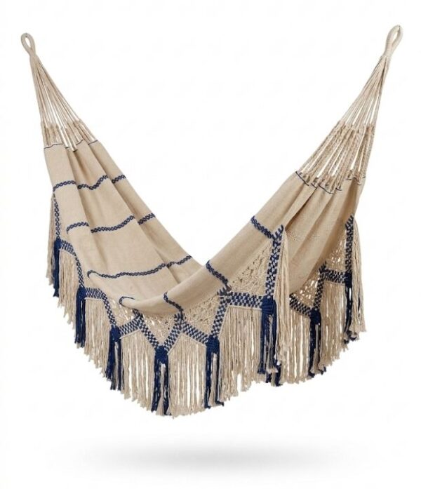 hamaca morroana macrame en algodón con detalles en color