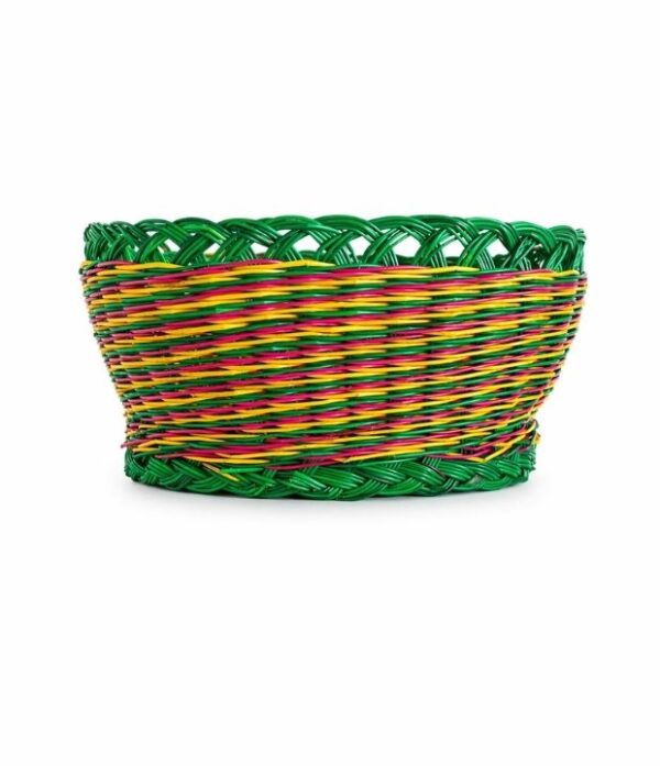 canasto de esparto cuadrado verde tejido a mano