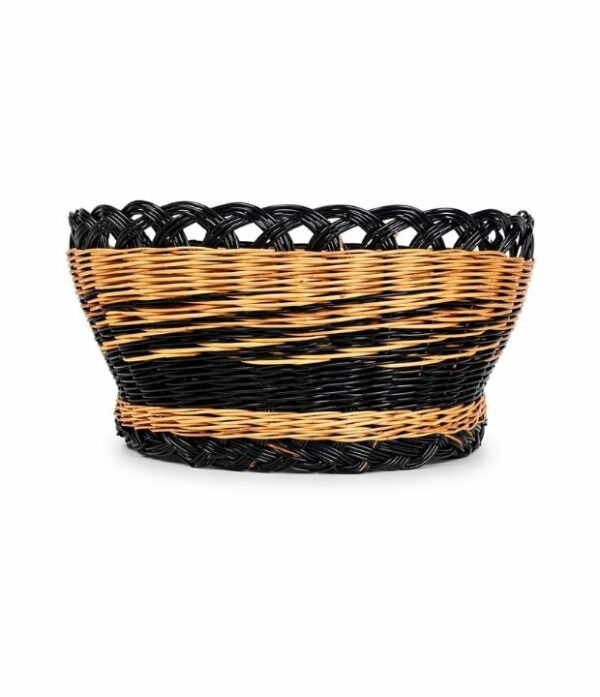 canasto de esparto negro natural tejido a mano