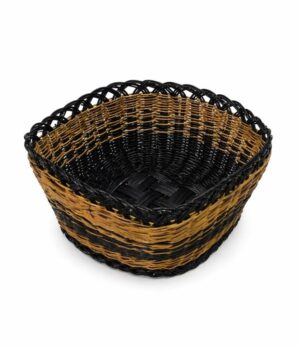 canasto de esparto negro natural tejido a mano