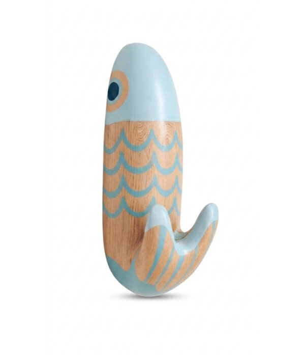 perchero pez olas madera artesanal tallado a mano