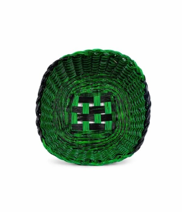 canasto de esparto verde negro tejido a mano