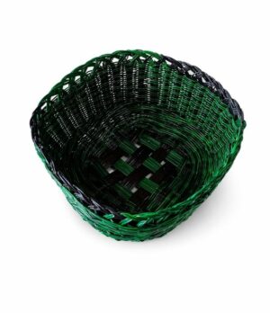 canasto de esparto verde negro tejido a mano