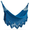 hamaca azul macrame en algodón tejida a mano