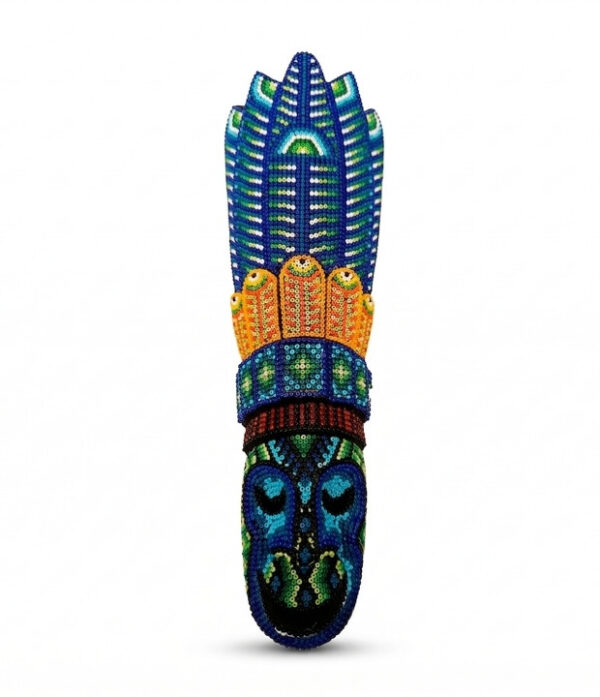 máscara Kamentsa serenidad en chaquiras en tonos azules y verdes