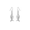 aretes esqueleto de pez plateado pequeños