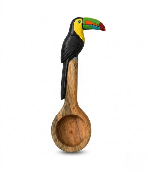 Cuchara medidora para café artesanal Tucán Cuchara medidora para café artesanal en madera con diseño de tucán tallado a mano