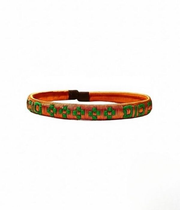 Pulsera de cobre artesanal diseño Tejido Verde elaborada en Colombia
