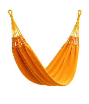 Hamaca doble sin flecos color amarillo Hamaca doble sin flecos color amarillo elaborada artesanalmente en algodón por artesanos colombianos