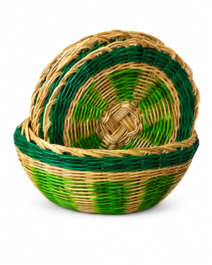 Set de portavasos de esparto con diseño de limón elaborado a mano en Cerinza, Boyacá.