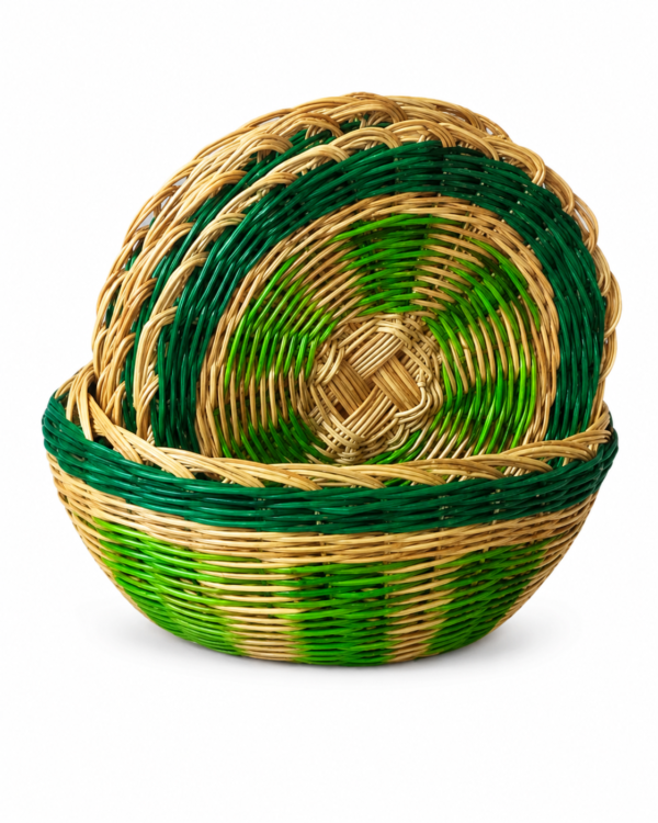 Set de portavasos de esparto con diseño de limón elaborado a mano en Cerinza, Boyacá.