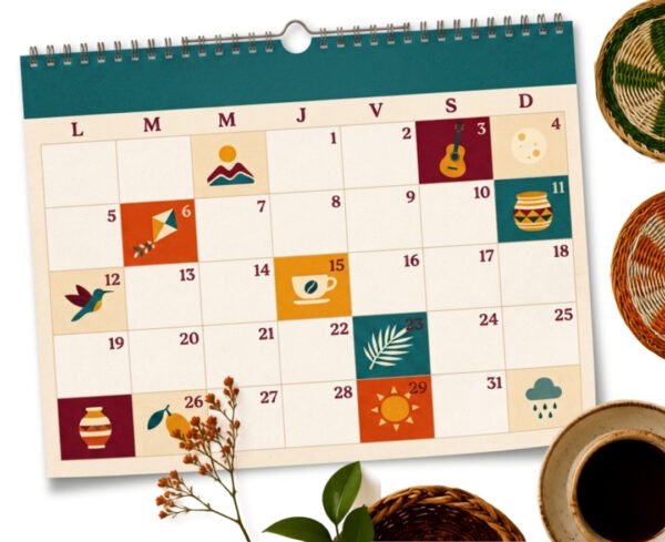Almanaque de Étnika 2026 – Descarga gratuita Portada del Calendario digital colombiano de Étnika con fechas, celebraciones y tradiciones colombianas