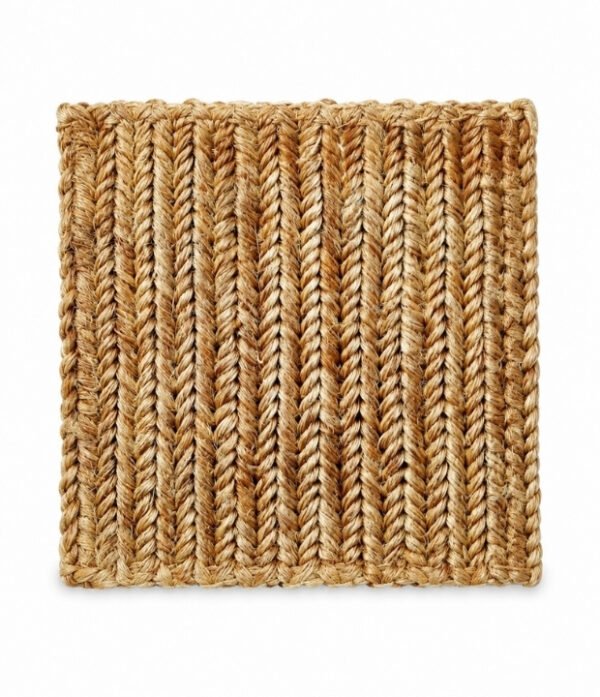 Portacalientes cuadrado de fique con tejido trenzado en telar de 29 × 29 cm