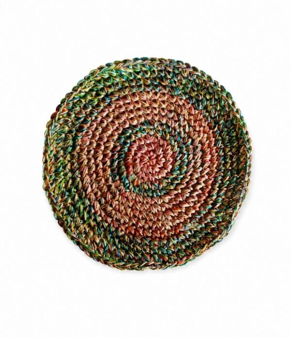 Portacalientes de fique de colores tejido a mano de 32 cm