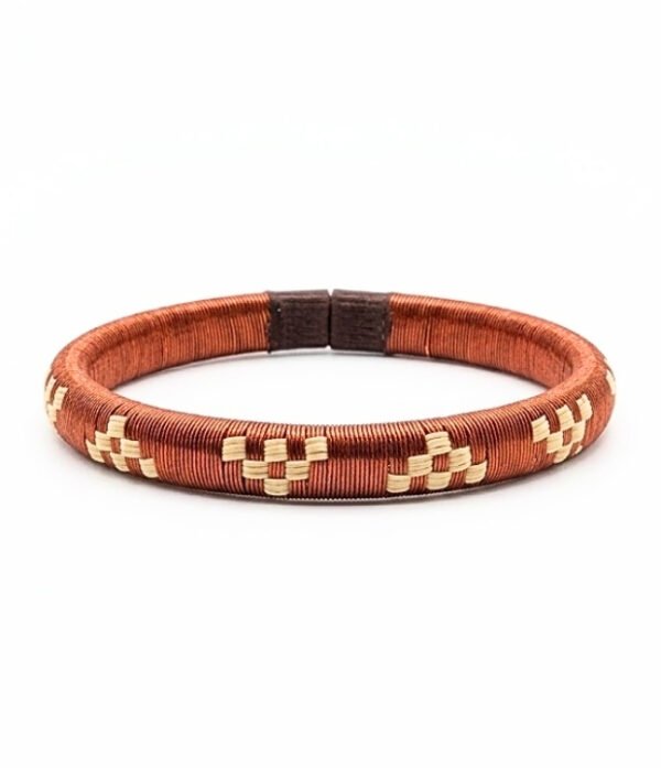 Pulsera de cobre y werregue blanco diseño triangulos