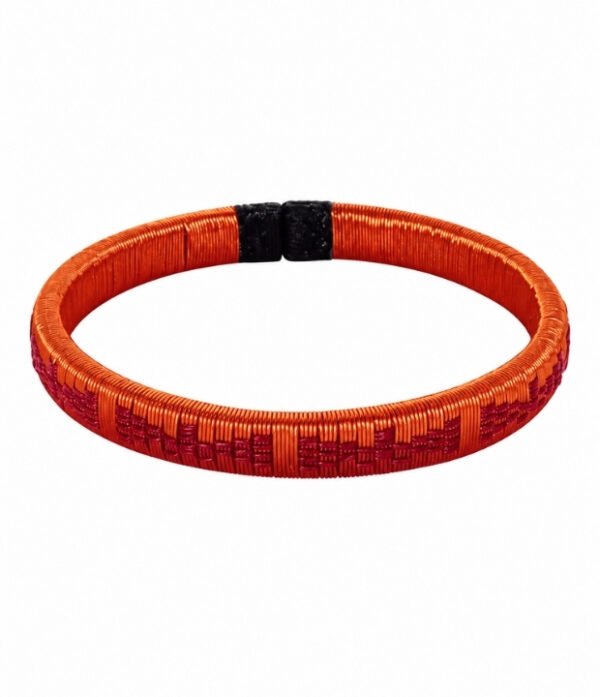 Pulsera de cobre y werregue diseño Mariposas Pulsera de cobre artesanal con fibra de werregue vinotinto en diseño Mariposas