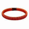 Pulsera de cobre y werregue diseño Montañas Pulsera de cobre artesanal con fibra de werregue vinotinto en diseño Montañas