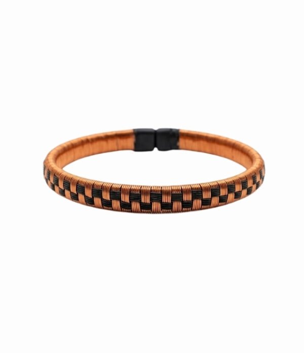 Pulsera de cobre y werregue negro diseño Ajedrez Pulsera de cobre y werregue negro con patrón de cuadros tipo ajedrez