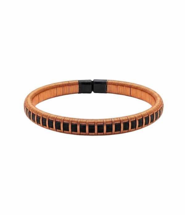 Pulsera de cobre y werregue negro diseño Cuadrados Pulsera de cobre y werregue negro con cuadrados tejidos