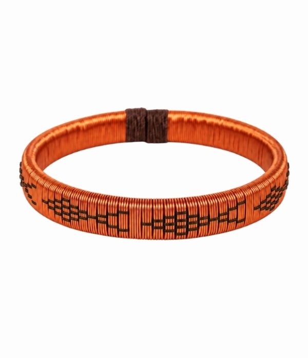 Pulsera de cobre y werregue negro diseño Peces Pulsera de cobre y werregue negro con figuras geométricas de peces