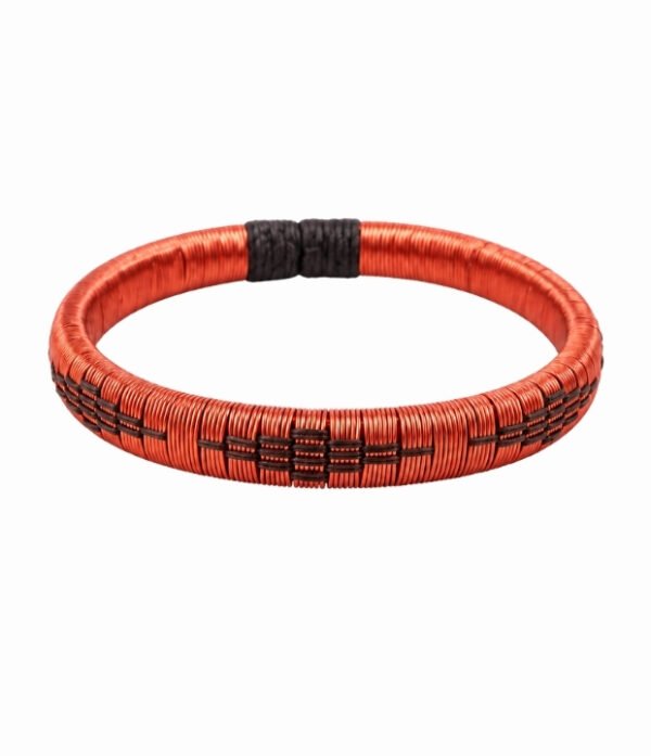 Pulsera de cobre y werregue negro diseño Rombos Pulsera de cobre y werregue negro con rombos tejidos