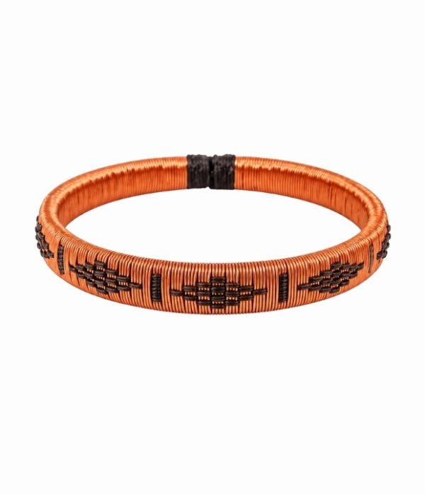 Pulsera de cobre y werregue negro diseño Rombos y barras Pulsera de cobre y werregue negro con rombos y barras geométricas