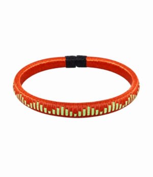 Pulsera de cobre y werregue verde diseño Barras Pulsera de cobre y werregue verde artesanal con fibra de werregue verde claro en diseño Barras